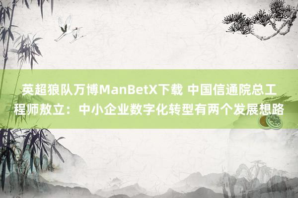 英超狼队万博ManBetX下载 中国信通院总工程师敖立：中小企业数字化转型有两个发展想路