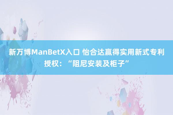 新万博ManBetX入口 怡合达赢得实用新式专利授权：“阻尼安装及柜子”