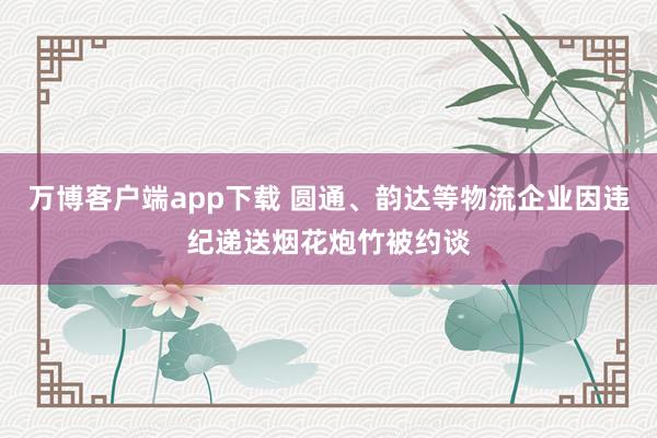 万博客户端app下载 圆通、韵达等物流企业因违纪递送烟花炮竹被约谈