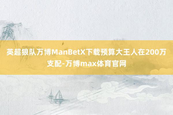 英超狼队万博ManBetX下载预算大王人在200万支配-万博max体育官网