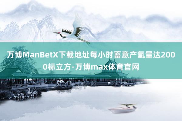 万博ManBetX下载地址每小时蓄意产氢量达2000标立方-万博max体育官网