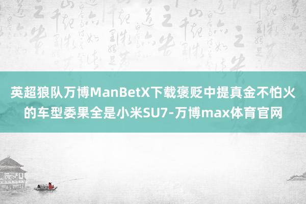 英超狼队万博ManBetX下载褒贬中提真金不怕火的车型委果全是小米SU7-万博max体育官网